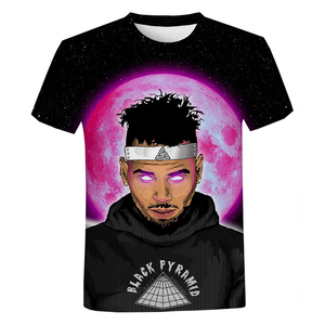 2023 Chris kahverengi baskılı t-shirt erkekler için sıcak amerikan rapçi 3D dijital baskı t shirt her yerinde baskı Hip Hop giyim T Shirt