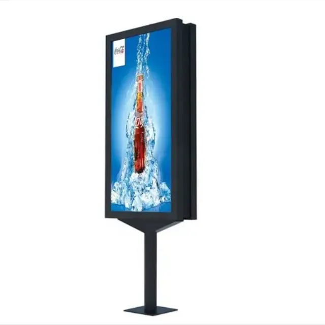 Street Pole Scrolling Billboard Electronic Digital Signage Display Signs LED Standing Display Pole Publicidad Cajas de luz Solar
