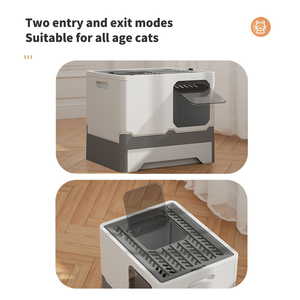 Geerduo Pet büyük tam kapalı ayrılabilir katlanabilir kedi çöp kapaklı kutu ve kepçe - Product Image 3