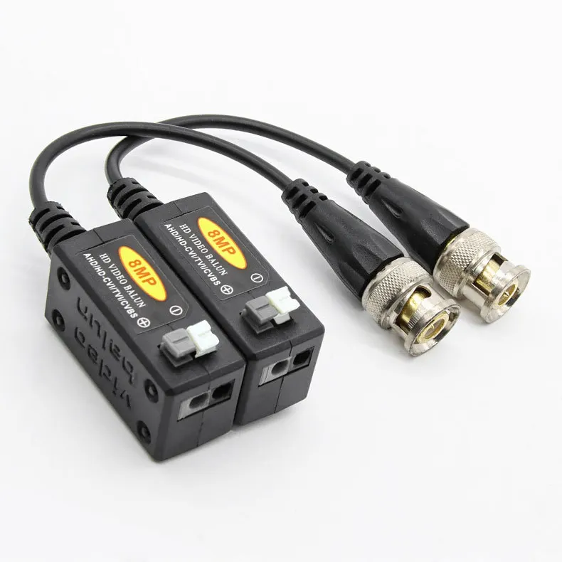 Surveillance Accessories 8MP HD UTP CCTV Video Balun for analog CCTV cameras AHD HD-TVI HD-CVI 1 Channel Passive Pair BNC