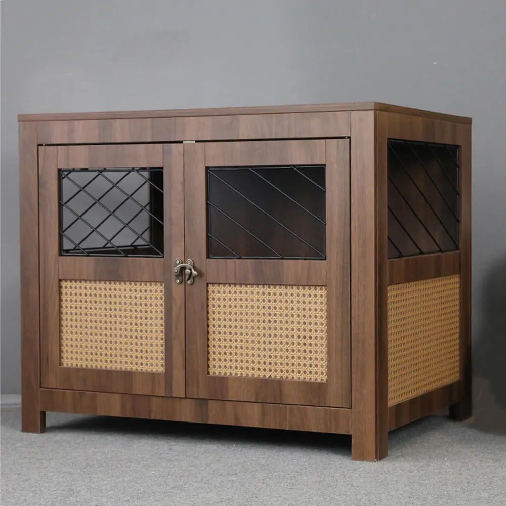 Customized Hoopet Decorative Double Doors Cabinets Pet Wooden Furniture Dog Cage House