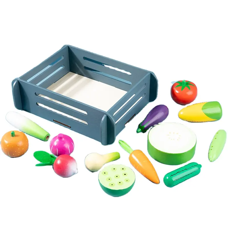 Brinquedo magnético de madeira para crianças, brinquedo educativo para cortar alimentos, frutas e vegetais, cozinha, brincar