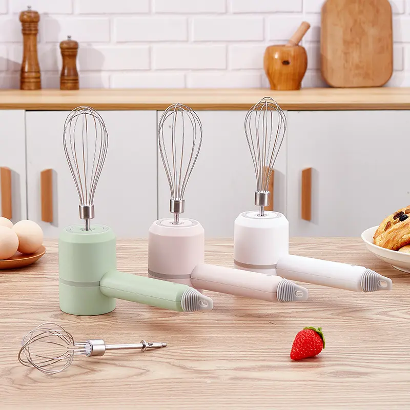 خلاط Eggbeater لاسلكي كهربائي محمول يدويًّا مع منفذ يو إس بي لشحن الكعك خلاط آلي صغير لكريم الخبز