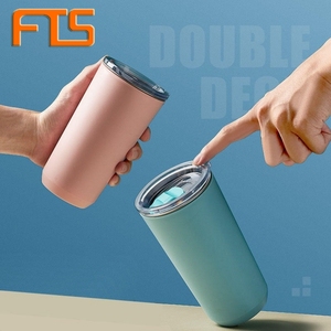 FTS kahve fincanları paslanmaz çelik ince saman içecek bardaklar çift duvar sıska bardak bardak - Product Image 1