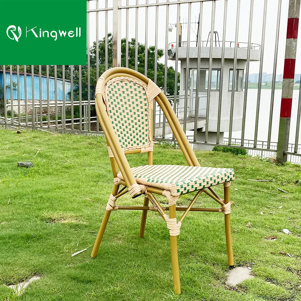 Wholesales price outdoor patio restaurant furniture wicker PE rattan chair patio stackable dining chairs for cafe