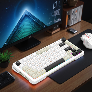 2024 75% senza fili guarnizione RGB tastiera da gioco 81 tasti 3 modalità Hot-Swap presa dedicata manopola di controllo tastiera meccanica - Product Image 5