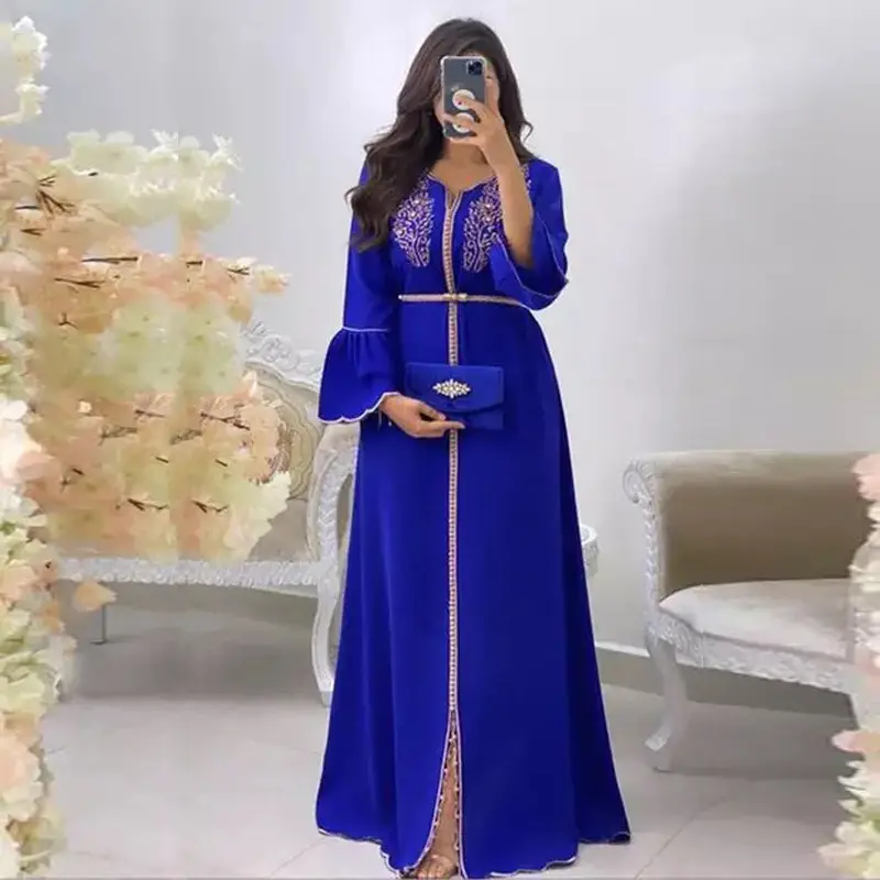 Kaftan Dubai Abaya Embroidery Islamic Muslim Dress Women 2022 Moroccan Jellaba Tunic Abayas Maxi Dresses Robes Femme Vestiods