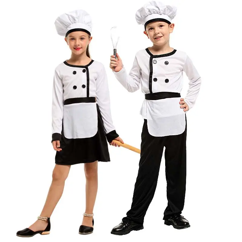 Uniforme de Chef para actuación de Halloween, camiseta de cocina para fiesta de escenario, HCBC-008 para niños