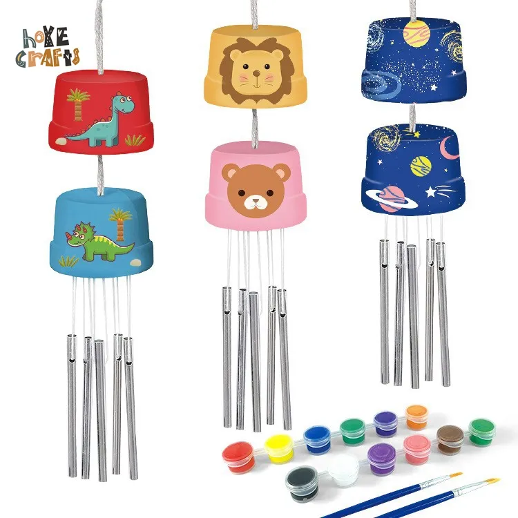 Hoye crafts ceramic wind chimes funny kids painting set with pigment diy wind chime set