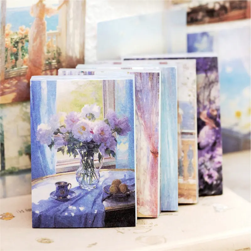 100pcs/lot Memo Pads Material Paper book cloud Sunset Junk Journal Scrapbooking Cards Retro Background models