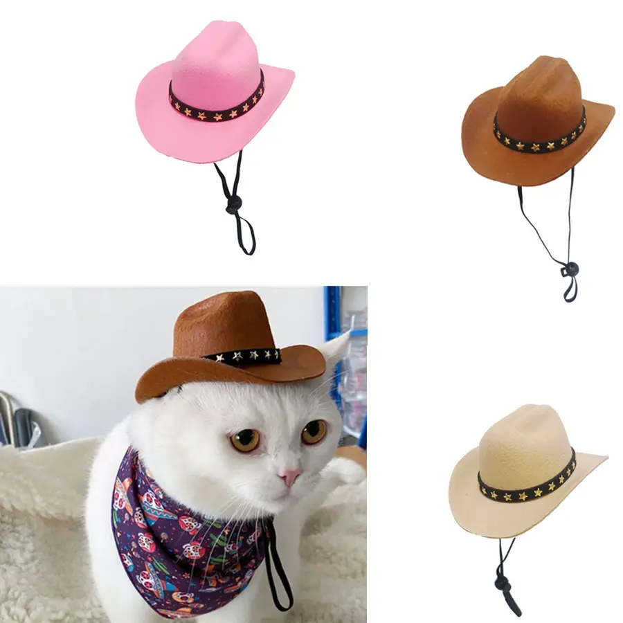 Sombrero para mascotas, sombrero de vaquero occidental para perro y gato, accesorio de foto Retro divertido Universal para mascotas de Halloween, accesorios para perros, decoración de muñecas