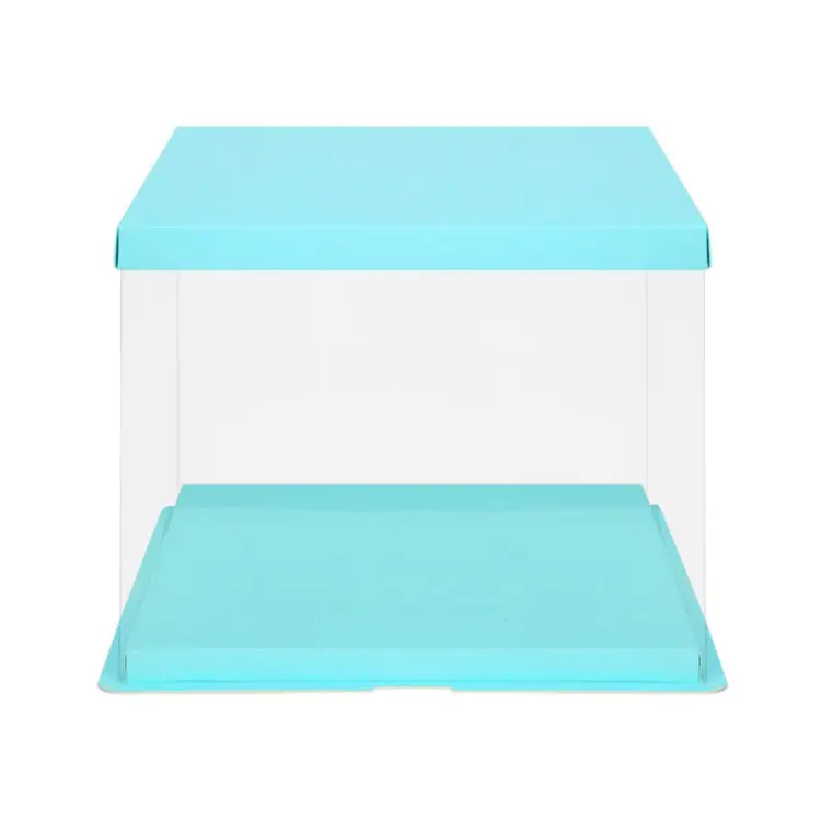 Роскошный пластиковый материал с бумажной панелью, коробка для торта на день рождения, коробка из пищевого материала с лентой