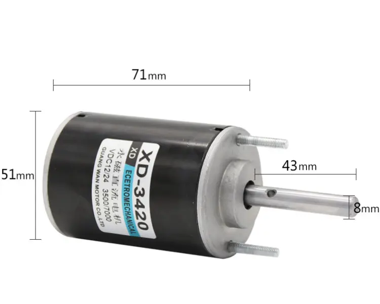 XD-3420 Aimant Permanent Moteur À COURANT CONTINU 12V/24V 3000/6000 tr/min Réglable Universel Moteur Inverseur DC Vitesse Moteur À Couple Élevé