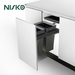 Cubo de basura de cocina extraíble con capacidad de 30l, contenedor de basura de plástico de cierre suave con tobogán oculto, cubo de basura de armario integrado grande - Product Image 4