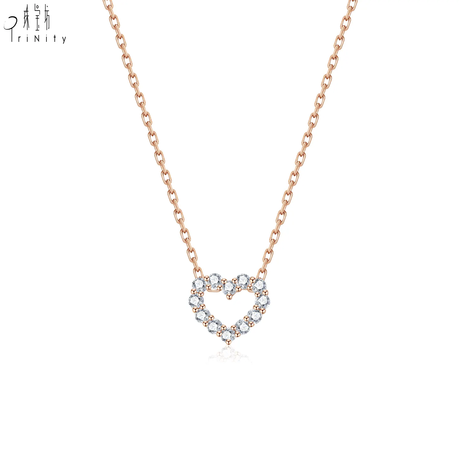 Prodotti di gioielli di vendita caldi bella collana in oro 18 carati con ciondolo a cuore di diamanti per le donne
