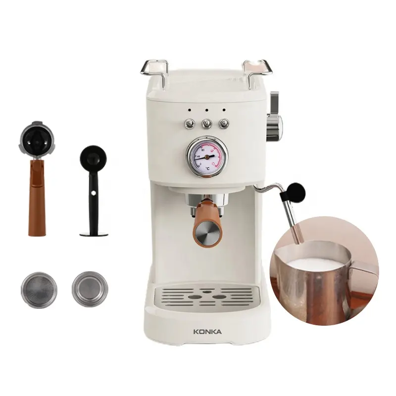Konka yeni sso sso makineleri Temperature sıcaklık kontrolü ile Retro İtalyan tarzı Espresso yarı otomatik kahve makinesi Frother