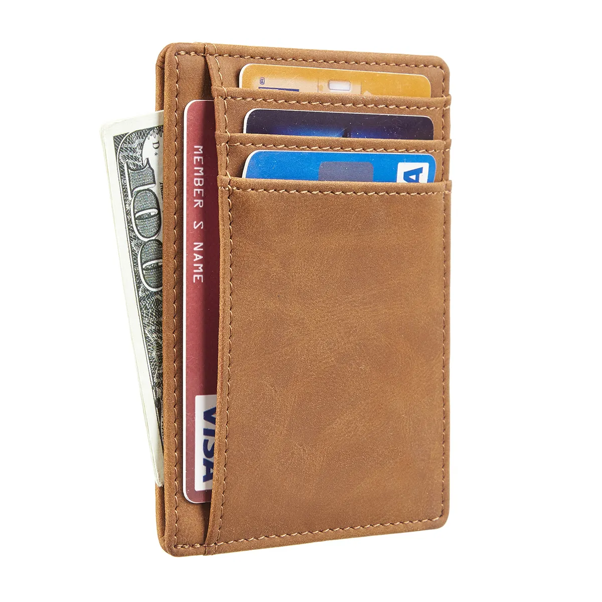 Vintage Design Personalizado Microgiber Couro Ultrathin Carteira Rfid Slim Cartão De Crédito Carteira