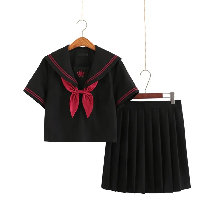 Traje de estilo japonés para niñas, uniforme escolar Jk de manga corta y larga, Falda plisada de la Academia Anime Kawaii