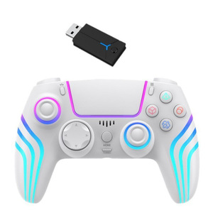 P5ワイヤレスBluetoothゲームコントローラーRGBライトワイヤレス2.4Ghzジョイスティック6軸振動スイッチモバイルPCゲームコントローラー
