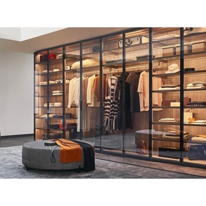 The <strong>Embedded</strong> Lighting Glass Cabinet Italy Design <strong>System</strong> Modular Collection Wardrobe - Product Image 2