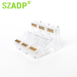 透明插头RJ45 Cat6/Cat6a/Cat5e 8P8C UTP水晶网络插头无屏蔽镀金通孔水晶头连接器 - Product Image 4
