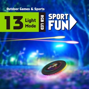 เกมกีฬากลางแจ้งเรืองแสงในที่มืด9นิ้ว USB ชาร์จไฟได้ไฟ LED กระพริบเป็นแผ่นดิสก์บินที่มีสีสันสำหรับสนามหลังบ้าน - Product Image 5
