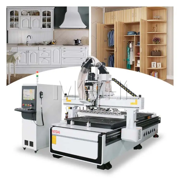 Cambiador de herramientas automático CNC MISHI, máquinas de fabricación de puertas de armarios de cocina, enrutador CNC ATC 1325 para uso doméstico