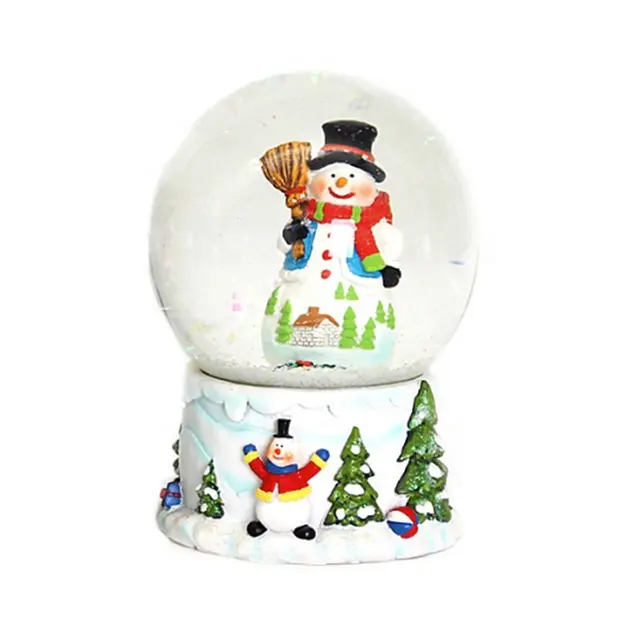 Christmas Snowman Lighting Ball Creative Resin Crafts Crystal Music Box For Christmas