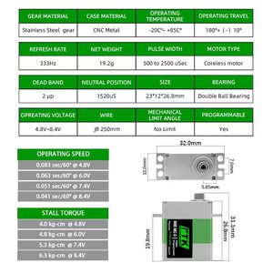 PTK 9495 MG-D Metal Gear 9g-sized Digital TR X4 RC <strong>Servos</strong> Upgrade Kit For Helicopter Fixed-Wing Model Aircraft - Product Image 2