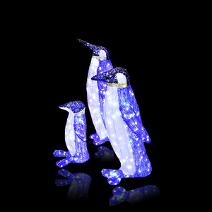 Toprex dekor için noel animasyonlu penguen ekran LED 3D rakamlar akrilik işıklı açık hayvan manzara noel Christmas için - Product Image 1