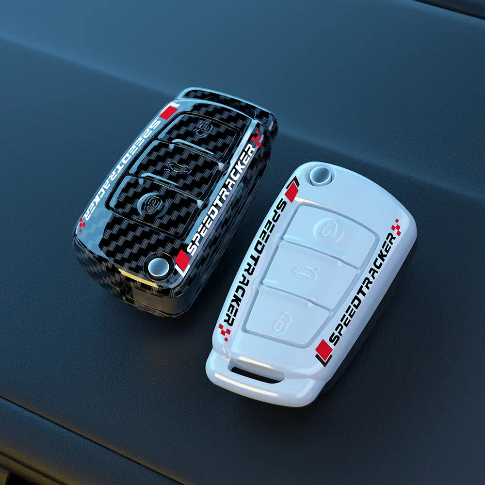 Audi C5 için Flip karbon Fiber ABS araba anahtarı durum kapak C6 R8 A1 A3 Q3 A4 A5 Q5 Q7 A6 S6 A7 B6 B7 B8 8V 8L TT RS RS3 S3 aksesuarları