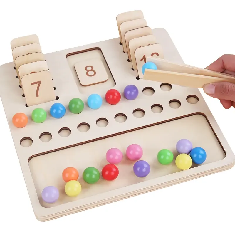 Zhiqu Speelgoed Houten Montessori Houten Leermiddelen Voor Kinderen Houten 2 In 1 Digitaal Leerbord Puzzel Educatie Speelgoed