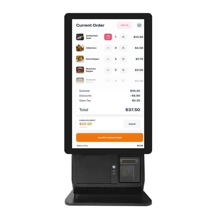 Sistema pos todo en uno de 21,5 pulgadas, kiosco de comida rápida montado en la pared, con pantalla táctil, autoservicio, para restaurantes