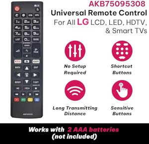 Universal fernbedienung AKB75095308 Kompatibel mit verschiedenen LG Ultra HD-Fernsehern 28 MT49S 32 LJ610V 43 UJ630V 43 UJ634V