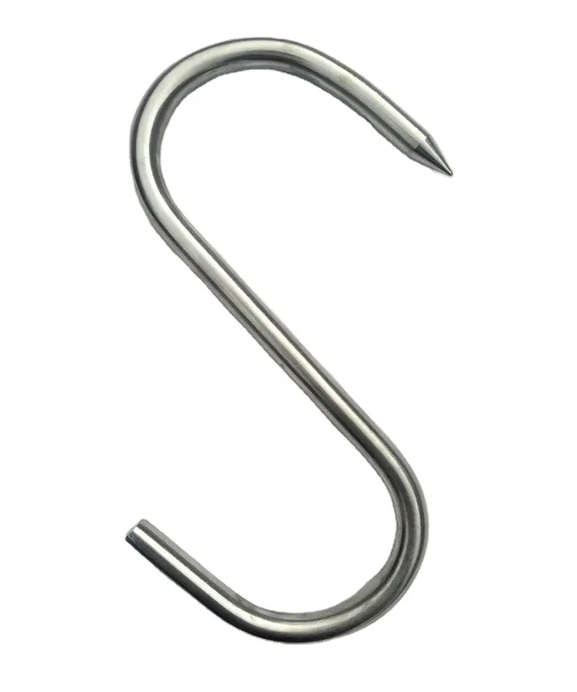 Stainless Steel S Hooks Meat Hanging Hooks with 10 mm thickness double meat hook