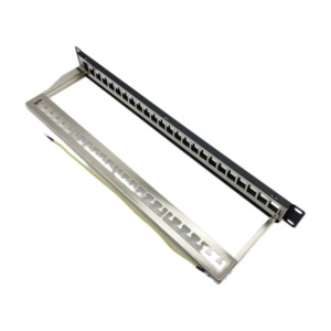 19 pulgadas 24 puertos Cat5e Cat6 Cat6A panel de conexión blindado UTP FTP panel de conexión vacío en blanco para RJ45 Cat6A Keystone Jack - Product Image 2