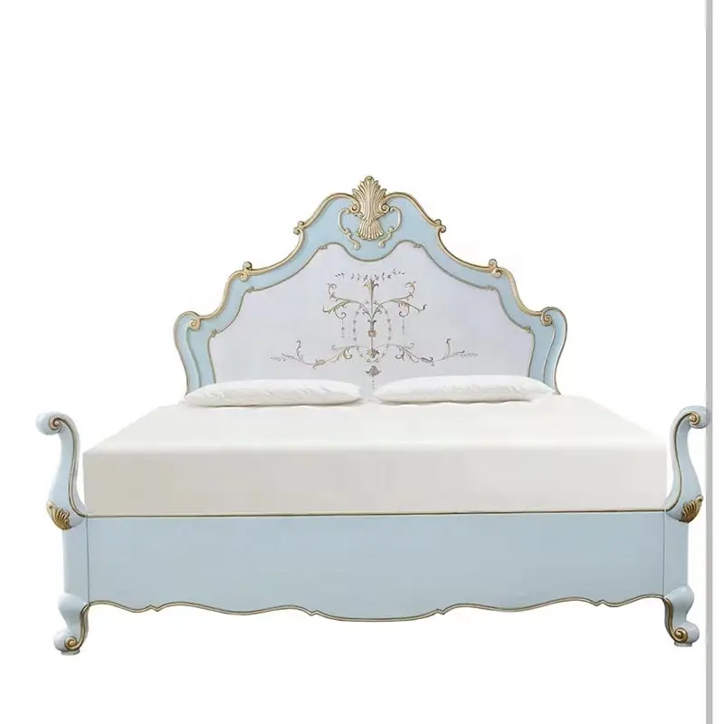 Letto matrimoniale dipinto a mano in legno massello stile francese letto matrimoniale intagliato a mano