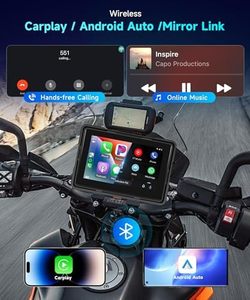 5inch <strong>Touch</strong> <strong>Screen</strong> Wireless Carplay Monitor Android Auto GPS Navigation Dual <strong>Bluetooth</strong> Siri Voice Control for Motorcycle - Product Image 2