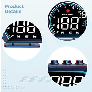 Phổ HD HUD Đồng hồ tốc độ GPS LED LCD OBD MPH la bàn hướng mệt mỏi lái xe nhắc nhở khoảng cách độ cao quá tốc báo động - Product Image 4
