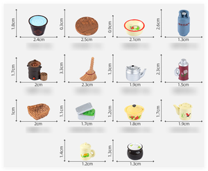 Trung Quốc Phong Cách Cũ 3D Nhựa Thủ Công Chổi Bình Khí Nước Bếp Than Ấm Đun Nước Soong Quét Dọn Hộp Ăn Trưa Tự Làm Thu Nhỏ Nhà Búp bê Bộ Dụng Cụ - Product Image 4