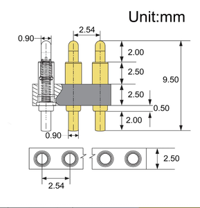 Gold Plated Spring Loaded Thimble Pogo Pin 7.5mm <strong>Long</strong> Pin <strong>Male</strong> Spring Pogopin Header Target <strong>Connector</strong> Through Hold PCB - Product Image 5