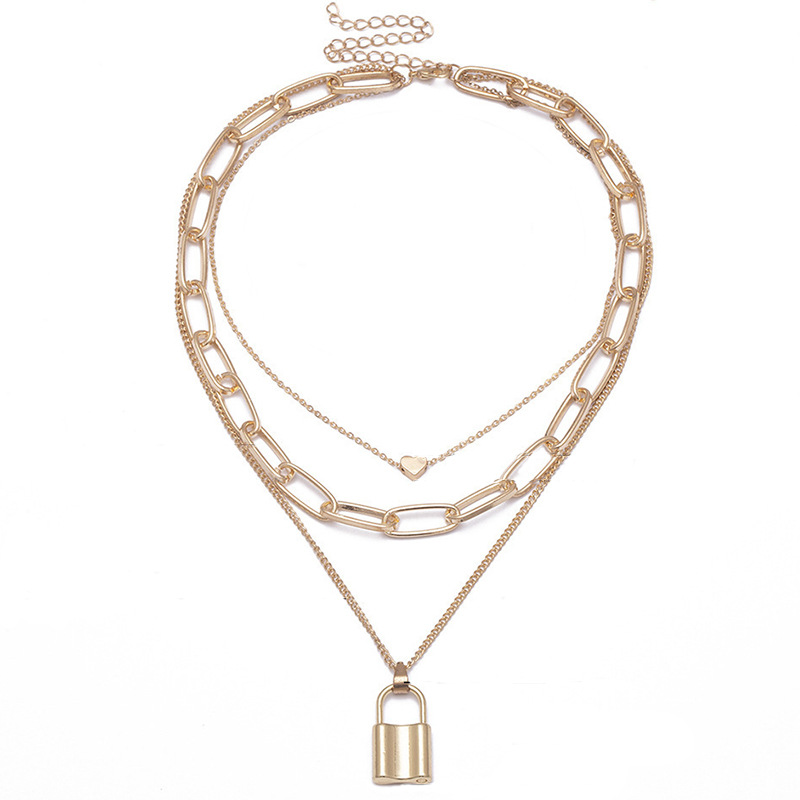 Collier cadenas coeur doré