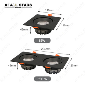 Dikdörtgen 15w * 2 çift kafa Spot Led Spot tavan koçanı aşağı ızgara ışık ayarlanabilir kare gömme aydınlatma - Product Image 3