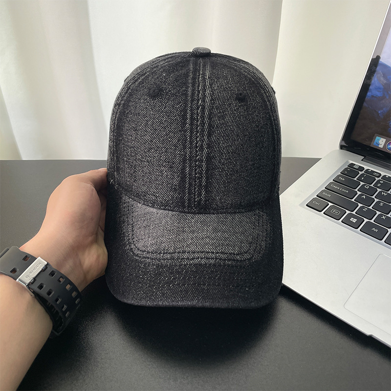 gorra de béisbol de mezclilla lavada en negro