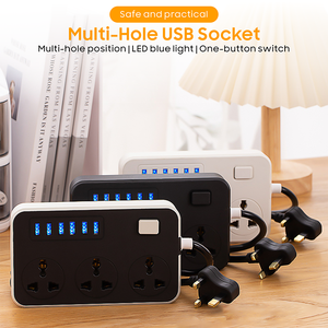 高品质家庭办公用延长插座 3 插座电源插座带 2 米延长线 6 USB 端口电源板 - Product Image 2