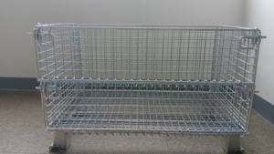 Almacén de alambre de malla de acero metálico, jaula de almacenamiento de apilamiento logístico, caja de transporte, cesta, contenedor para carga ligera - Product Image 5