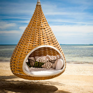 Grandi dimensioni spiaggia Hotel mobili da esterno in vimini Rattan giardino lettino nuovo Design appeso divano letto con cuscini impermeabili - Product Image 6