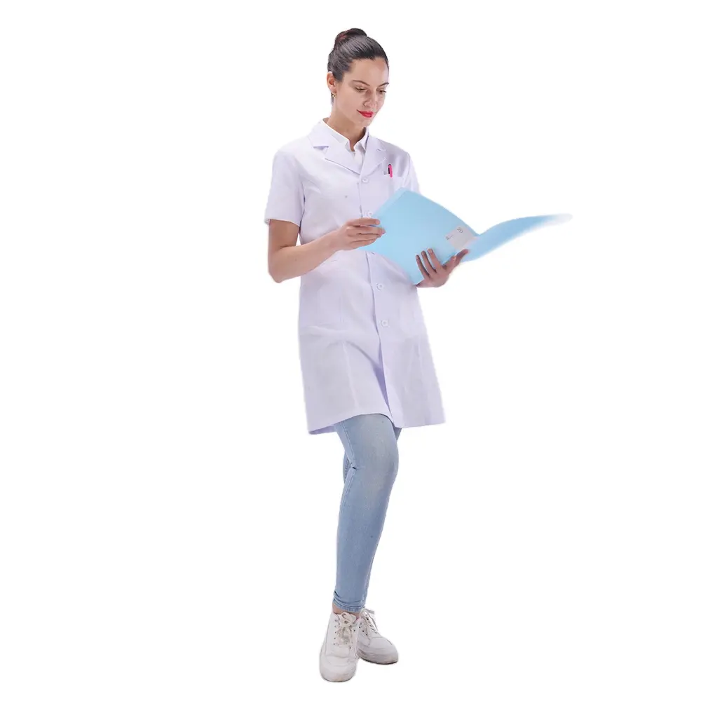 Bata de laboratorio blanca resistente al ácido, bata de laboratorio blanca, uniforme de médico ajustado para mujer, uniforme de trabajo de hospital de moda, bata de laboratorio blanca