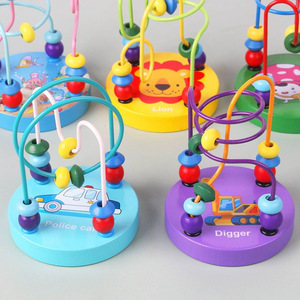 Mini cartone animato in legno con perline giocattolo per 1-3 anni di bambini di riconoscimento del colore puzzle di educazione precoce genitore-bambino - Product Image 3