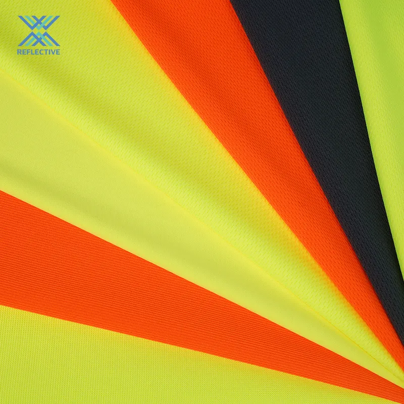 LX EN20471 alta visibilidade 100% poliéster liso pano tecido fluorescente malha tecido